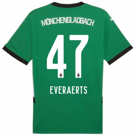 Kandiny Niño Camiseta Kim Everaerts #47 Verde Blanco 2ª Equipación 2024/25 La Camisa Chile