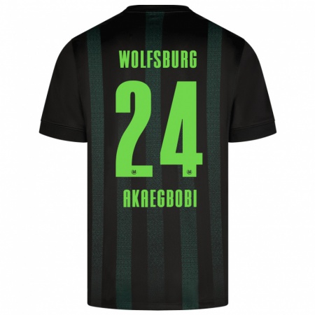 Kandiny Niño Camiseta Jonathan Akaegbobi #24 Verde Oscuro 2ª Equipación 2024/25 La Camisa Chile