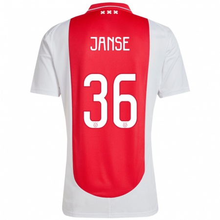 Kandiny Hombre Camiseta Dies Janse #36 Rojo Blanco 1ª Equipación 2024/25 La Camisa Chile