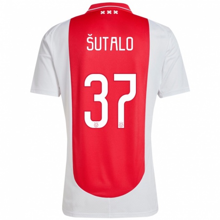 Kandiny Hombre Camiseta Josip Sutalo #37 Rojo Blanco 1ª Equipación 2024/25 La Camisa Chile