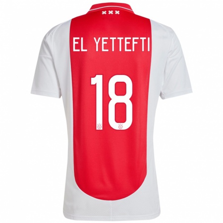 Kandiny Hombre Camiseta Adil Amghar El Yettefti #18 Rojo Blanco 1ª Equipación 2024/25 La Camisa Chile