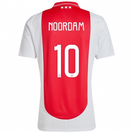 Kandiny Hombre Camiseta Nadine Noordam #10 Rojo Blanco 1ª Equipación 2024/25 La Camisa Chile