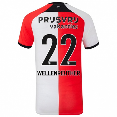 Kandiny Hombre Camiseta Timon Wellenreuther #22 Rojo Blanco 1ª Equipación 2024/25 La Camisa Chile