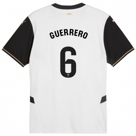 Kandiny Hombre Camiseta Paula Guerrero #6 Blanco Negro 1ª Equipación 2024/25 La Camisa Chile