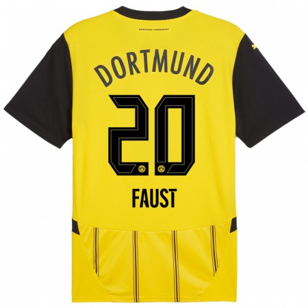 Kandiny Hombre Camiseta Tom Faust #20 Amarillo Negro 1ª Equipación 2024/25 La Camisa Chile