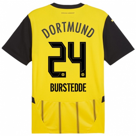 Kandiny Hombre Camiseta Joshua Burstedde #24 Amarillo Negro 1ª Equipación 2024/25 La Camisa Chile