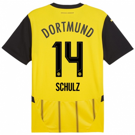 Kandiny Hombre Camiseta Nico Schulz #14 Amarillo Negro 1ª Equipación 2024/25 La Camisa Chile