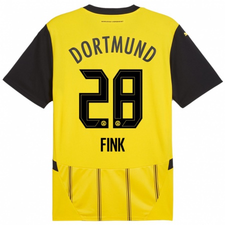 Kandiny Hombre Camiseta Bradley Fink #28 Amarillo Negro 1ª Equipación 2024/25 La Camisa Chile