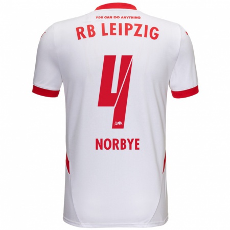 Kandiny Hombre Camiseta Jonathan Norbye #4 Blanco Rojo 1ª Equipación 2024/25 La Camisa Chile