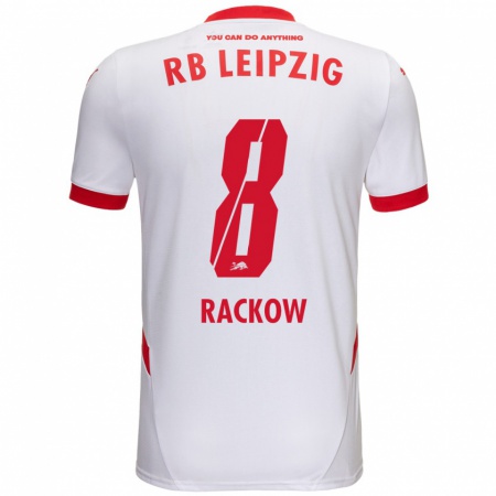 Kandiny Hombre Camiseta Gianna Rackow #8 Blanco Rojo 1ª Equipación 2024/25 La Camisa Chile