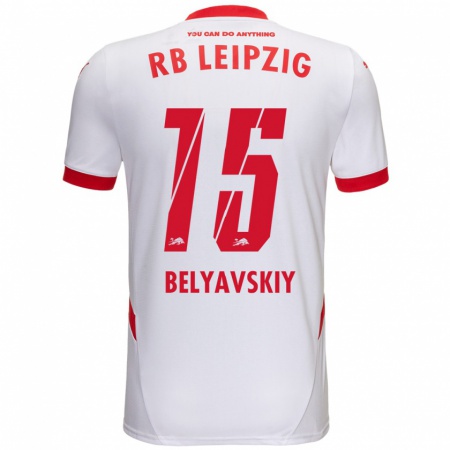 Kandiny Hombre Camiseta David Belyavskiy #15 Blanco Rojo 1ª Equipación 2024/25 La Camisa Chile