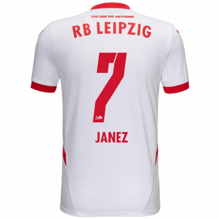 Kandiny Hombre Camiseta Korina Lara Janež #7 Blanco Rojo 1ª Equipación 2024/25 La Camisa Chile