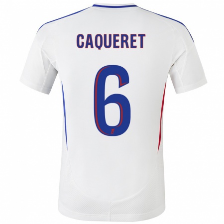 Kandiny Hombre Camiseta Maxence Caqueret #6 Blanco Azul 1ª Equipación 2024/25 La Camisa Chile