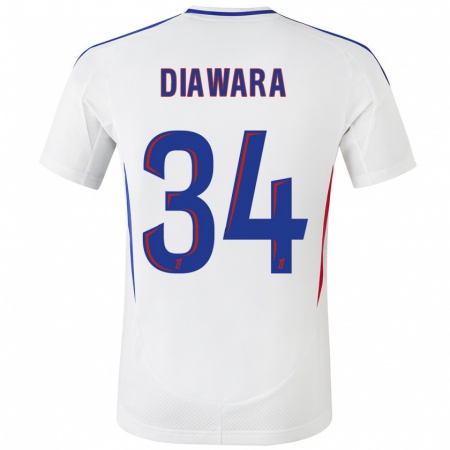 Kandiny Hombre Camiseta Mahamadou Diawara #34 Blanco Azul 1ª Equipación 2024/25 La Camisa Chile