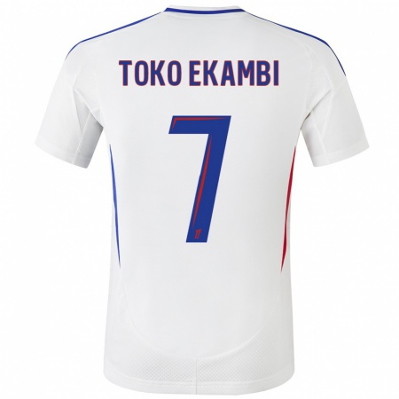 Kandiny Hombre Camiseta Karl Toko Ekambi #7 Blanco Azul 1ª Equipación 2024/25 La Camisa Chile