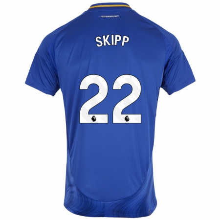 Kandiny Hombre Camiseta Oliver Skipp #22 Azul Blanco 1ª Equipación 2024/25 La Camisa Chile