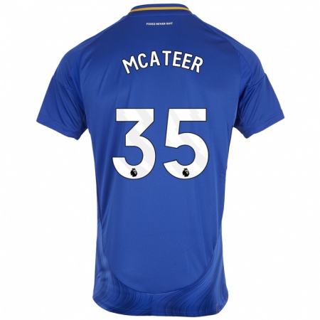 Kandiny Hombre Camiseta Kasey Mcateer #35 Azul Blanco 1ª Equipación 2024/25 La Camisa Chile