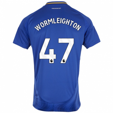 Kandiny Hombre Camiseta Joe Wormleighton #47 Azul Blanco 1ª Equipación 2024/25 La Camisa Chile