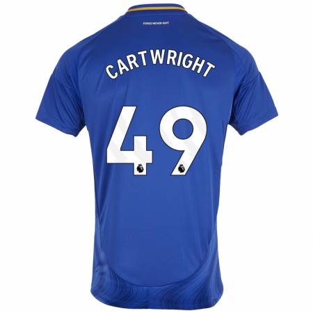 Kandiny Hombre Camiseta Henry Cartwright #49 Azul Blanco 1ª Equipación 2024/25 La Camisa Chile