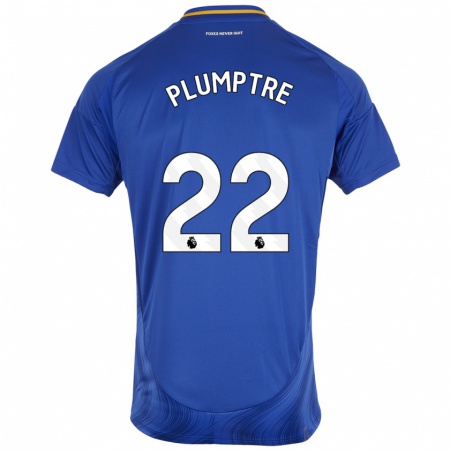 Kandiny Hombre Camiseta Ashleigh Plumptre #22 Azul Blanco 1ª Equipación 2024/25 La Camisa Chile