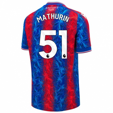 Kandiny Hombre Camiseta Roshaun Mathurin #51 Rayas Rojas Y Azules 1ª Equipación 2024/25 La Camisa Chile