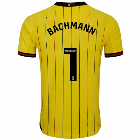 Kandiny Hombre Camiseta Daniel Bachmann #1 Amarillo Negro 1ª Equipación 2024/25 La Camisa Chile