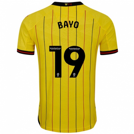 Kandiny Hombre Camiseta Vakoun Bayo #19 Amarillo Negro 1ª Equipación 2024/25 La Camisa Chile