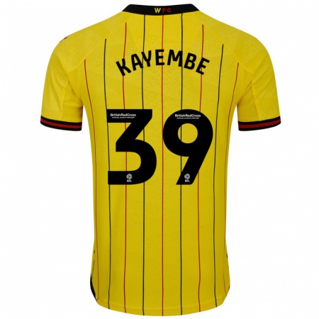 Kandiny Hombre Camiseta Edo Kayembe #39 Amarillo Negro 1ª Equipación 2024/25 La Camisa Chile