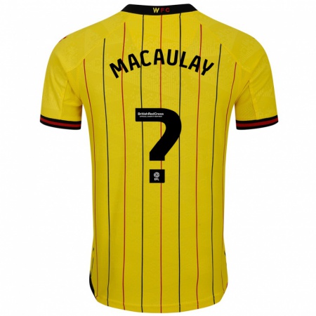 Kandiny Hombre Camiseta Jonathan Macaulay #0 Amarillo Negro 1ª Equipación 2024/25 La Camisa Chile