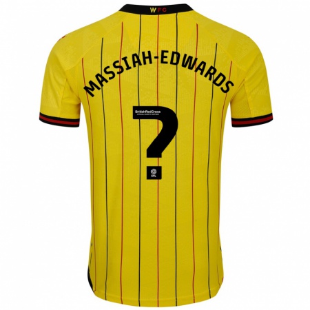 Kandiny Hombre Camiseta Zavier Massiah-Edwards #0 Amarillo Negro 1ª Equipación 2024/25 La Camisa Chile