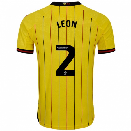 Kandiny Hombre Camiseta Lucía León #2 Amarillo Negro 1ª Equipación 2024/25 La Camisa Chile