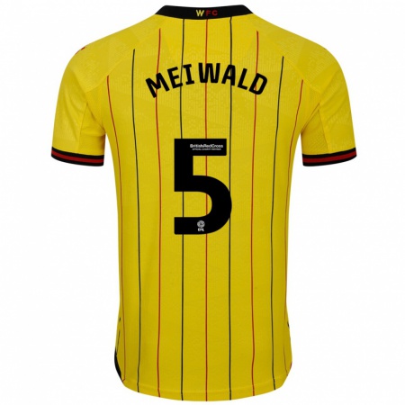 Kandiny Hombre Camiseta Anne Meiwald #5 Amarillo Negro 1ª Equipación 2024/25 La Camisa Chile