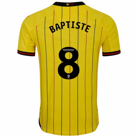 Kandiny Hombre Camiseta Bianca Baptiste #8 Amarillo Negro 1ª Equipación 2024/25 La Camisa Chile