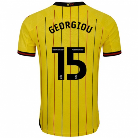 Kandiny Hombre Camiseta Andria Georgiou #15 Amarillo Negro 1ª Equipación 2024/25 La Camisa Chile