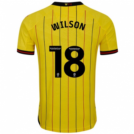 Kandiny Hombre Camiseta Poppy Wilson #18 Amarillo Negro 1ª Equipación 2024/25 La Camisa Chile