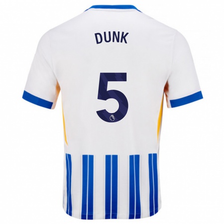 Kandiny Hombre Camiseta Lewis Dunk #5 Blanco Azul Rayas 1ª Equipación 2024/25 La Camisa Chile