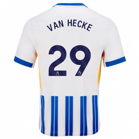 Kandiny Hombre Camiseta Jan Paul Van Hecke #29 Blanco Azul Rayas 1ª Equipación 2024/25 La Camisa Chile