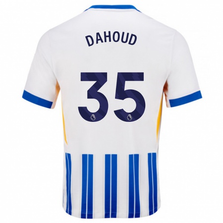 Kandiny Hombre Camiseta Mahmoud Dahoud #35 Blanco Azul Rayas 1ª Equipación 2024/25 La Camisa Chile