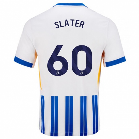 Kandiny Hombre Camiseta Jacob Slater #60 Blanco Azul Rayas 1ª Equipación 2024/25 La Camisa Chile