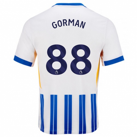 Kandiny Hombre Camiseta Ronnie Gorman #88 Blanco Azul Rayas 1ª Equipación 2024/25 La Camisa Chile