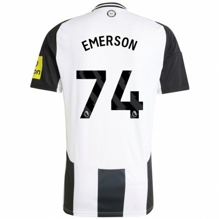 Kandiny Hombre Camiseta Johnny Emerson #74 Blanco Negro 1ª Equipación 2024/25 La Camisa Chile