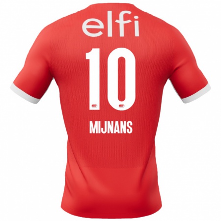 Kandiny Hombre Camiseta Sven Mijnans #10 Rojo Blanco 1ª Equipación 2024/25 La Camisa Chile