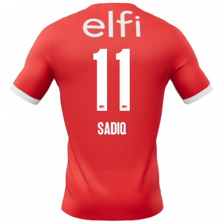 Kandiny Hombre Camiseta Ibrahim Sadiq #11 Rojo Blanco 1ª Equipación 2024/25 La Camisa Chile