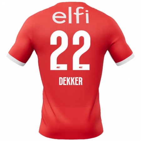 Kandiny Hombre Camiseta Maxim Dekker #22 Rojo Blanco 1ª Equipación 2024/25 La Camisa Chile