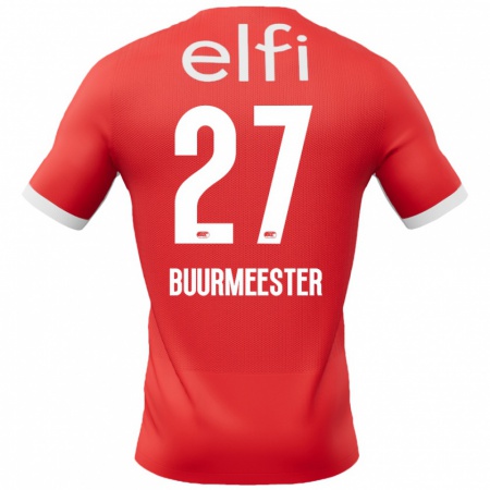 Kandiny Hombre Camiseta Zico Buurmeester #27 Rojo Blanco 1ª Equipación 2024/25 La Camisa Chile