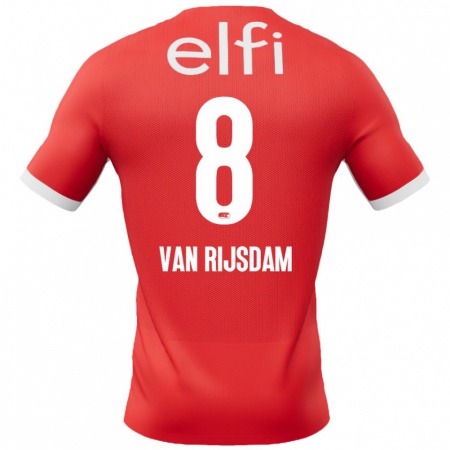 Kandiny Hombre Camiseta Julian Van Rijsdam #8 Rojo Blanco 1ª Equipación 2024/25 La Camisa Chile