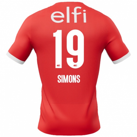 Kandiny Hombre Camiseta Saviola Simons #19 Rojo Blanco 1ª Equipación 2024/25 La Camisa Chile