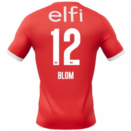 Kandiny Hombre Camiseta Robin Blom #12 Rojo Blanco 1ª Equipación 2024/25 La Camisa Chile