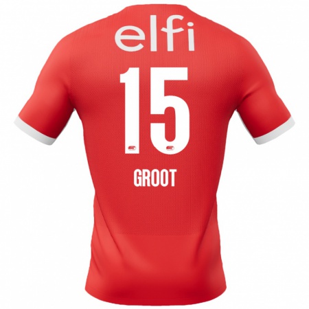 Kandiny Hombre Camiseta Pleun Groot #15 Rojo Blanco 1ª Equipación 2024/25 La Camisa Chile