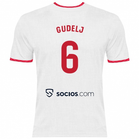 Kandiny Hombre Camiseta Nemanja Gudelj #6 Blanco Rojo 1ª Equipación 2024/25 La Camisa Chile